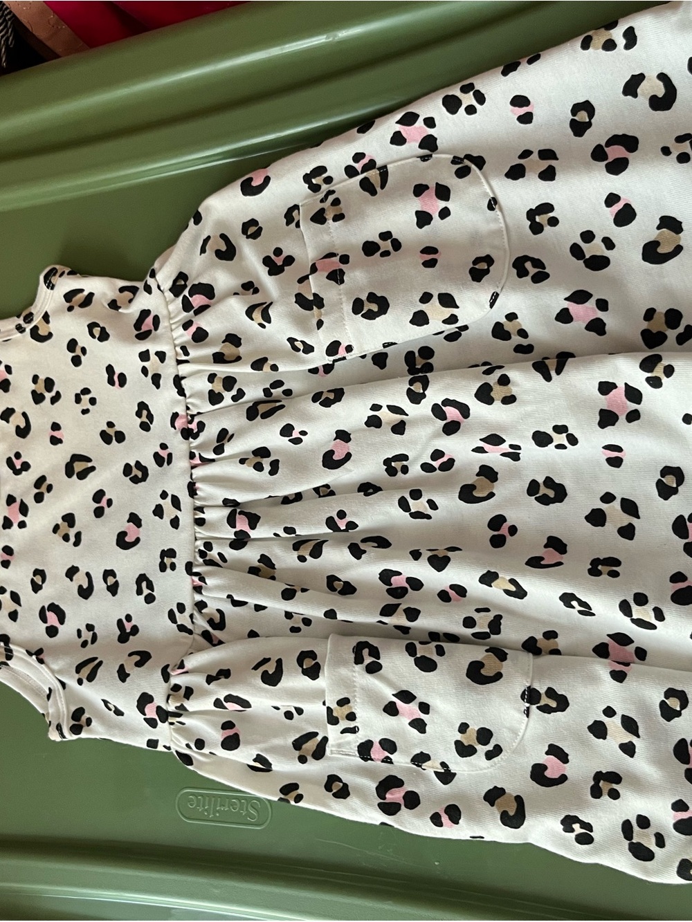 wonder nation White Leopard Print Dress with Black and Pink Spots